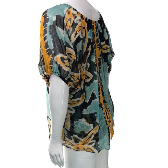 Diane Von Furstenberg DVF Womens Size 8 Merrill Blouse Abstract Silk Fully Lined - Picture 7 of 16